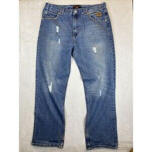 Phat Farm Classics Baggy Wide Leg Jeans Mens 38x34 Hip Hop Skater Y2K Distressed